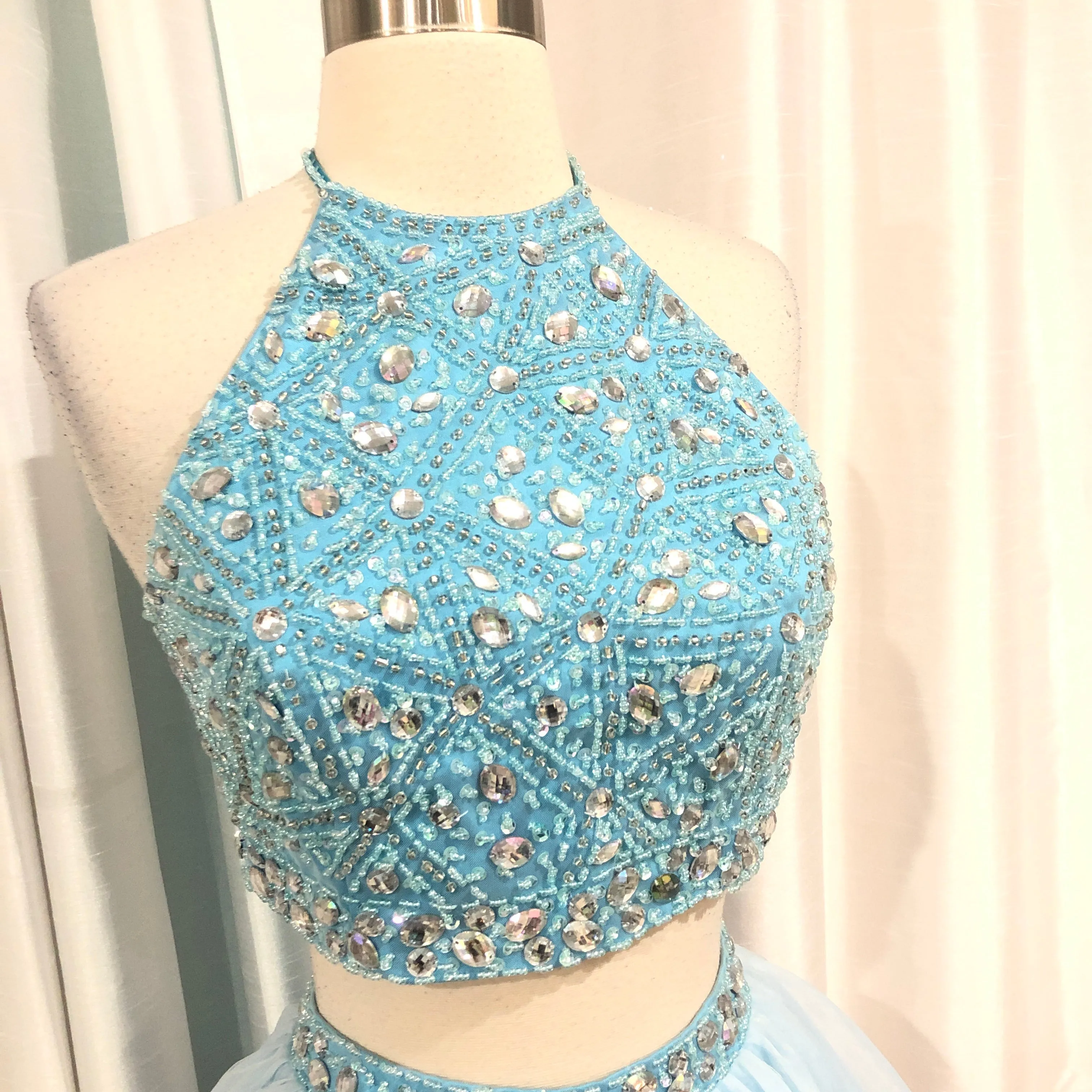 BOUTIQUE Short Light Blue Two Piece Gown Size 6