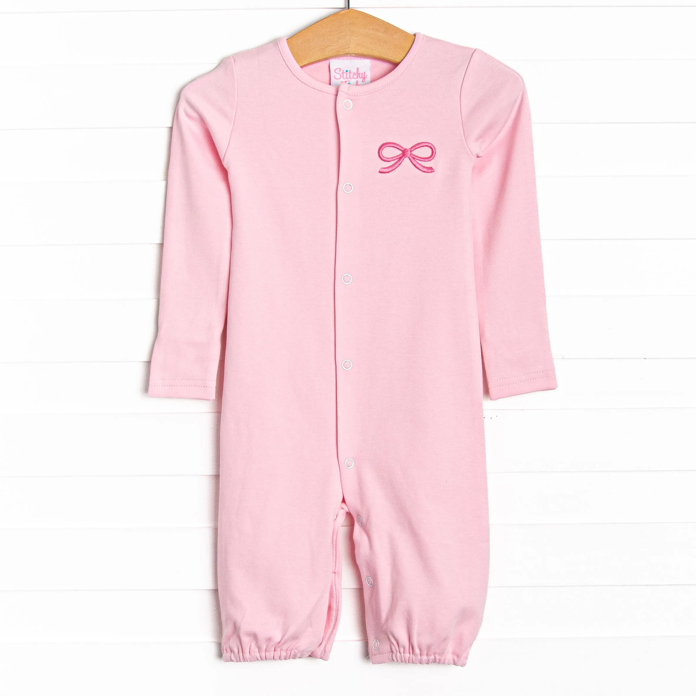 Bow Embroidered Converter Gown, Pink