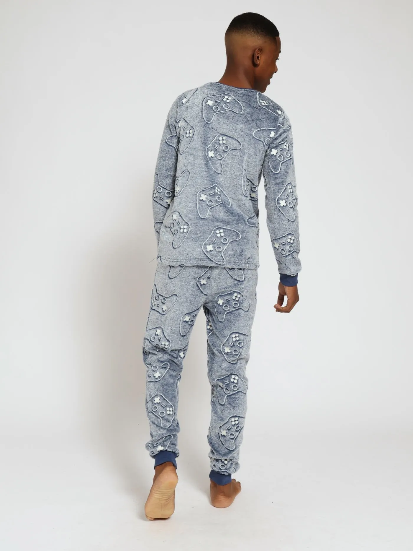 Boys Long Sleeve Gaming Glow In The Dark Sleepset - Blue