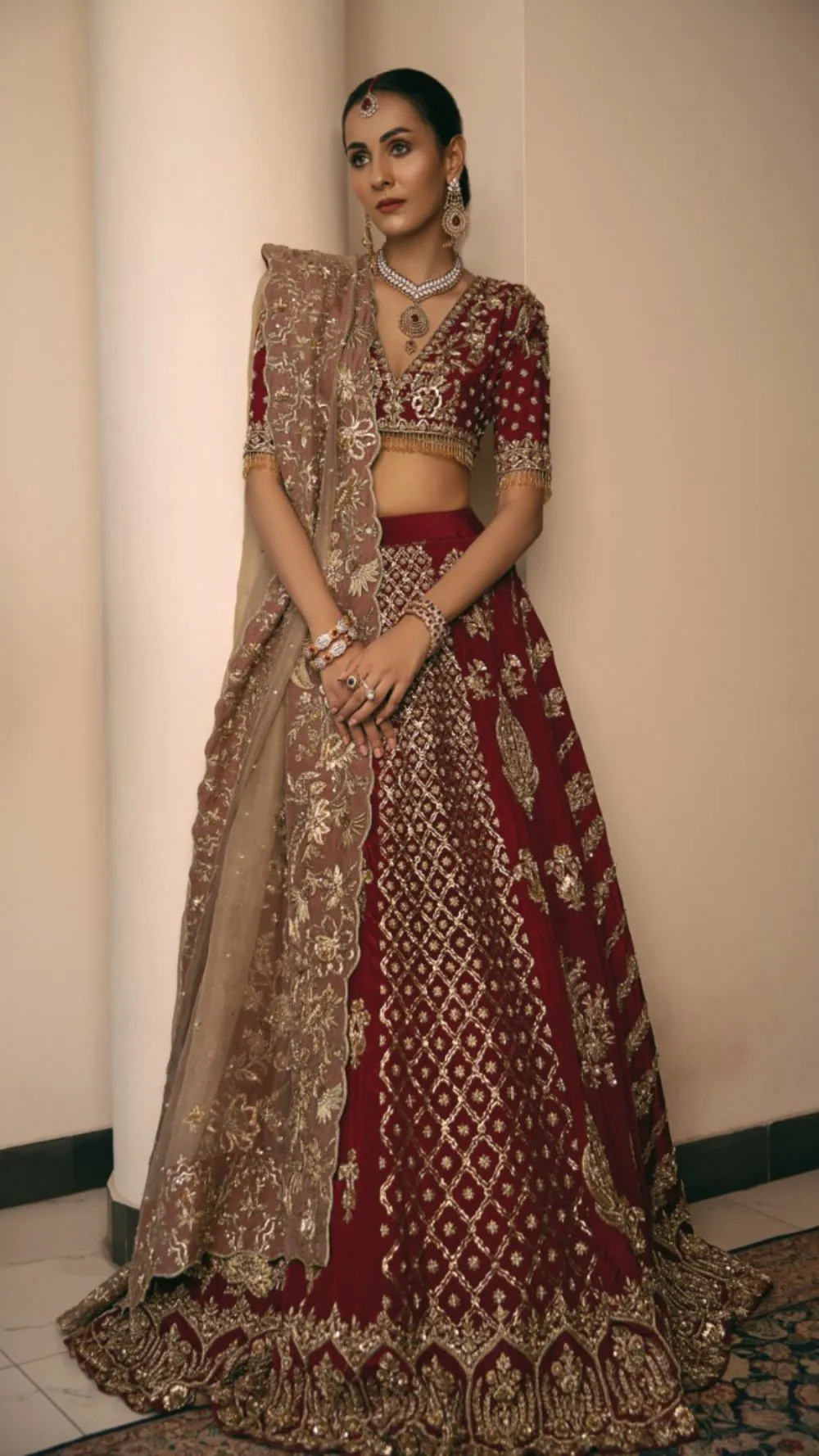 Bridal Wedding Dress in Choli Dupatta and Lehenga Style AR-2011