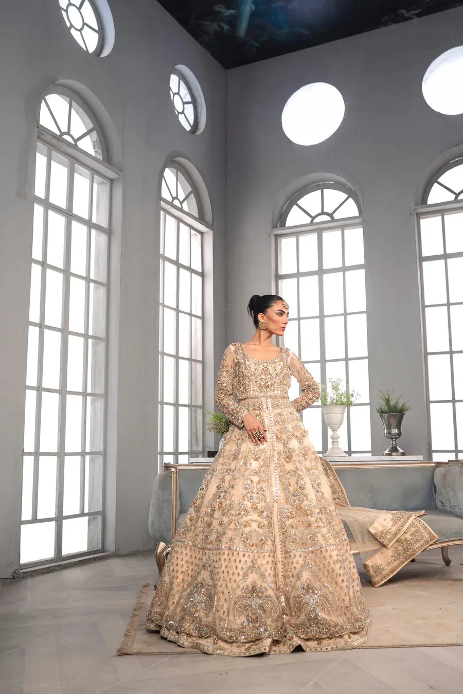 Bridal Wedding Dress  in Gown Lehenga Style