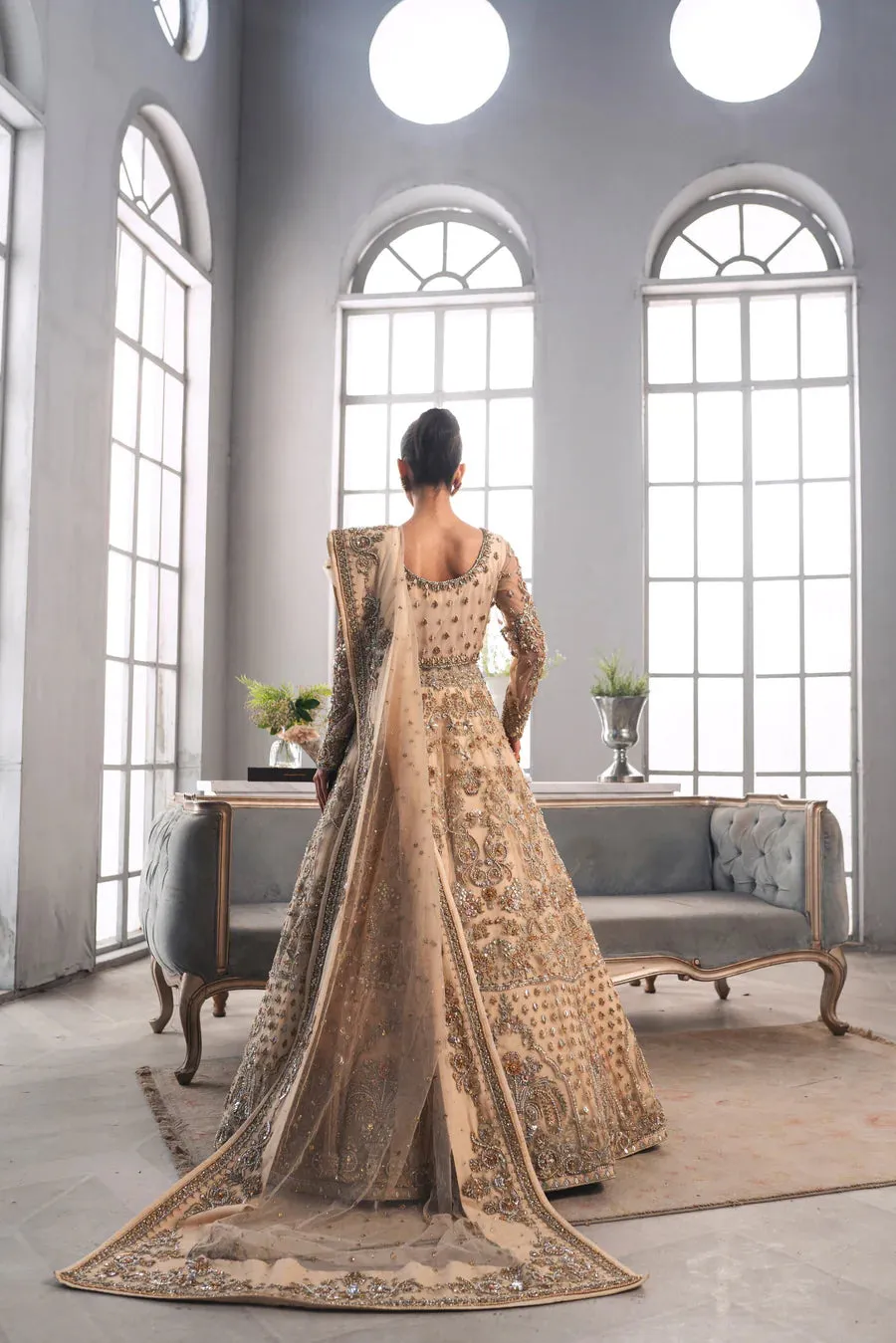 Bridal Wedding Dress  in Gown Lehenga Style