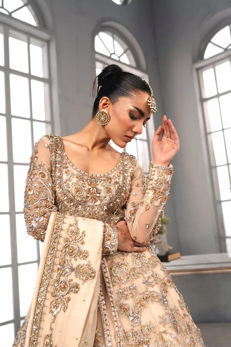 Bridal Wedding Dress  in Gown Lehenga Style