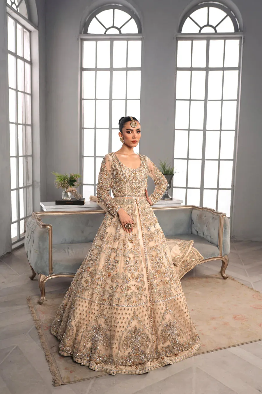 Bridal Wedding Dress  in Gown Lehenga Style