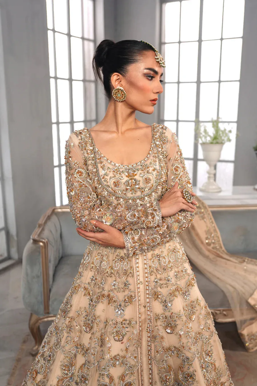 Bridal Wedding Dress  in Gown Lehenga Style