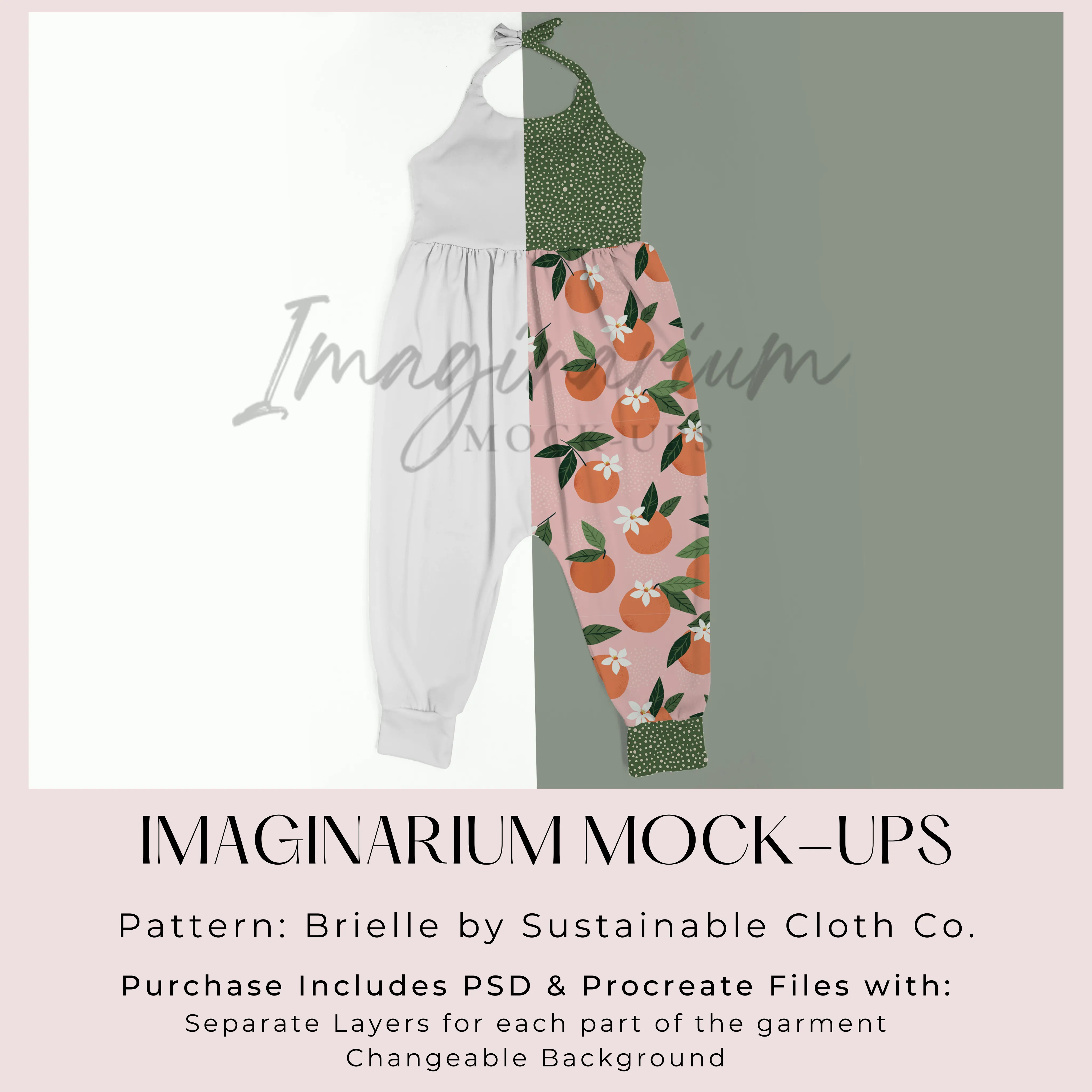 Brielle Pants Halter Romper Mock Up, Realistic Clothing Mockup for Photoshop and Procreate