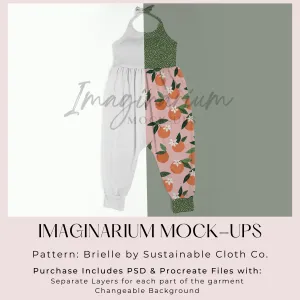 Brielle Pants Halter Romper Mock Up, Realistic Clothing Mockup for Photoshop and Procreate