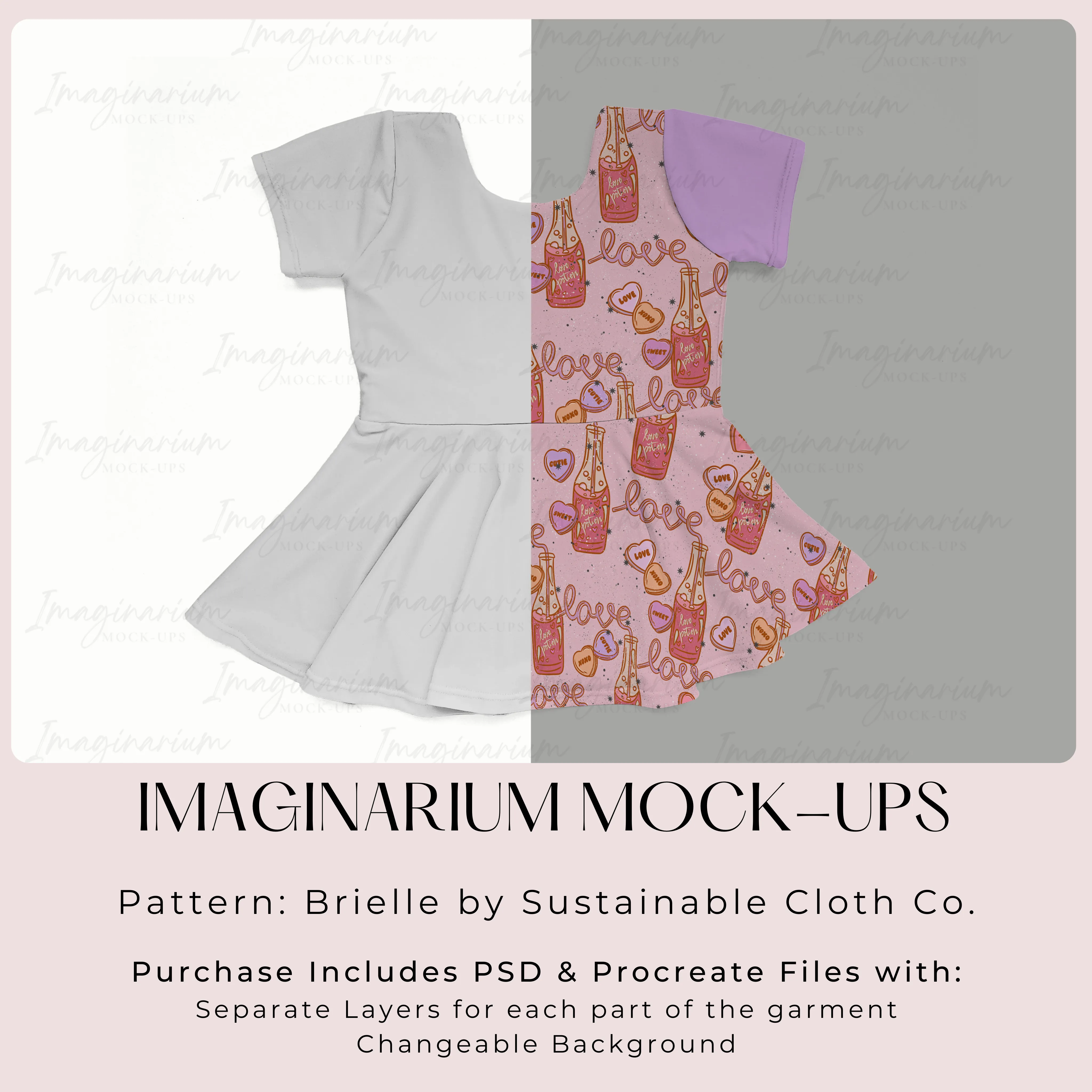 Brielle Short Sleeve Peplum Top Mock Up, Realistic Clothing Mockup for Photoshop and Procreate