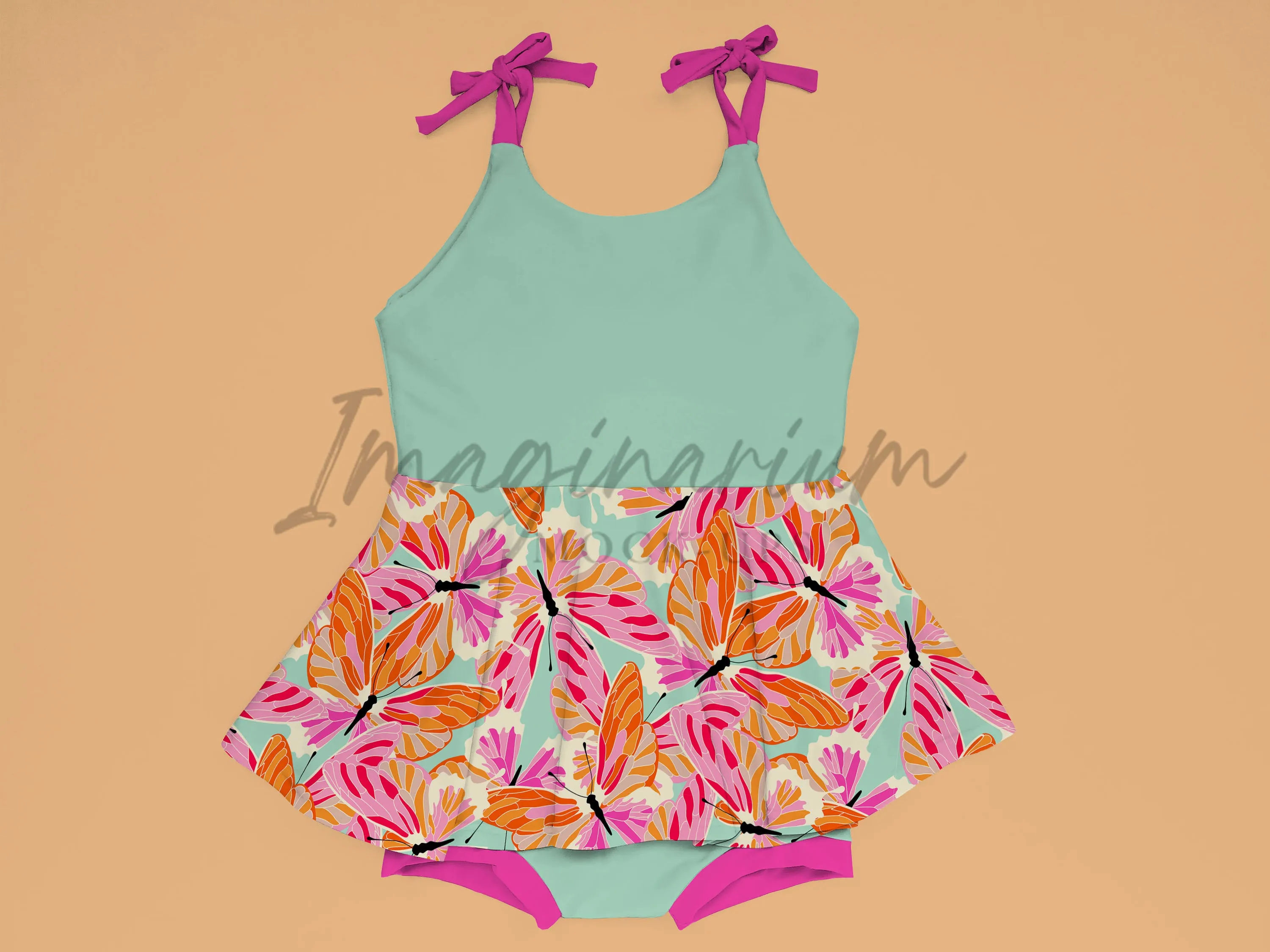 Brielle Tie Strap Skirted Romper Mock Up, Realistic Clothing Mockup for Photoshop and Procreate