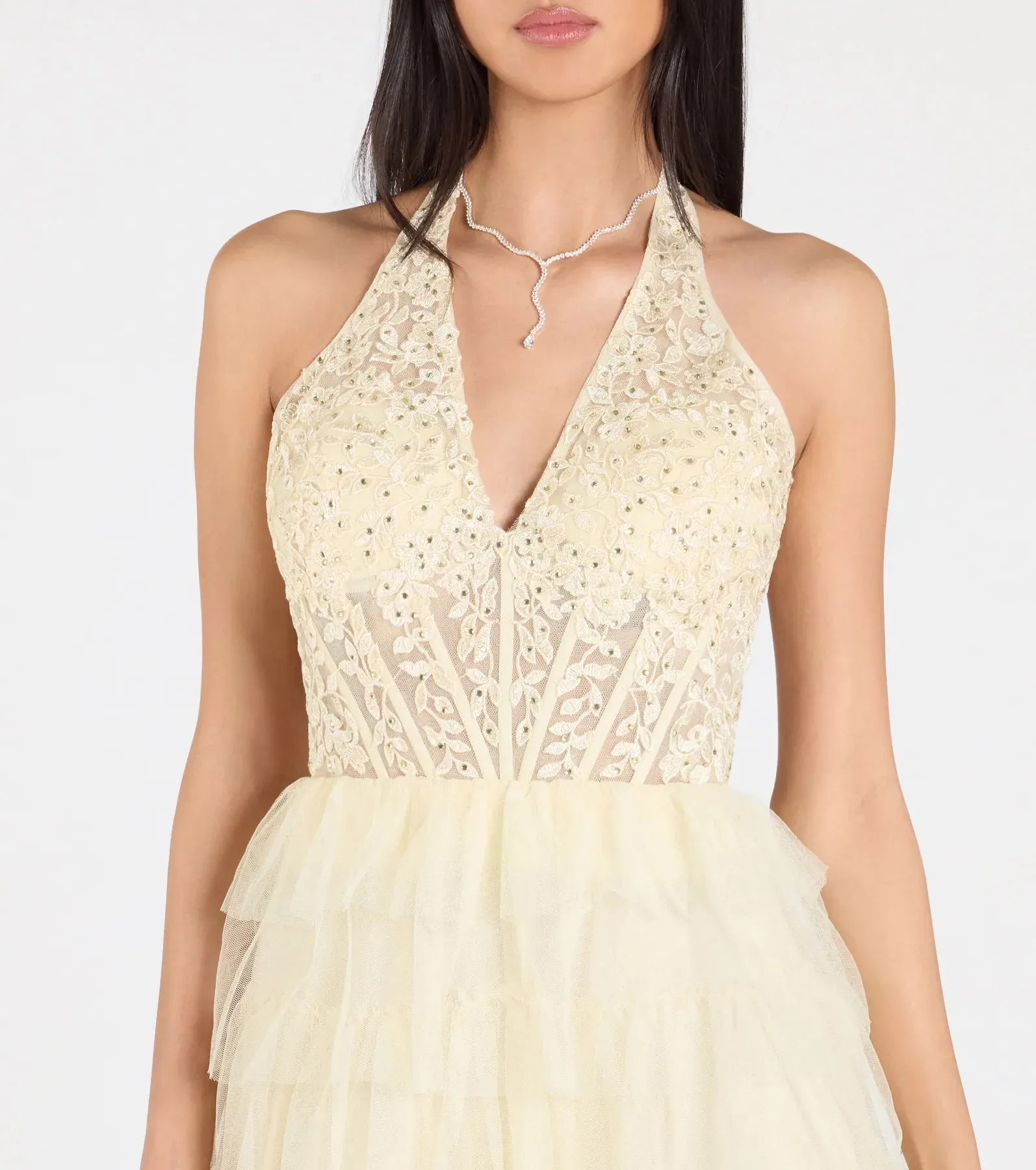 Bristol Floral Applique Ruffled Tulle Ball Gown