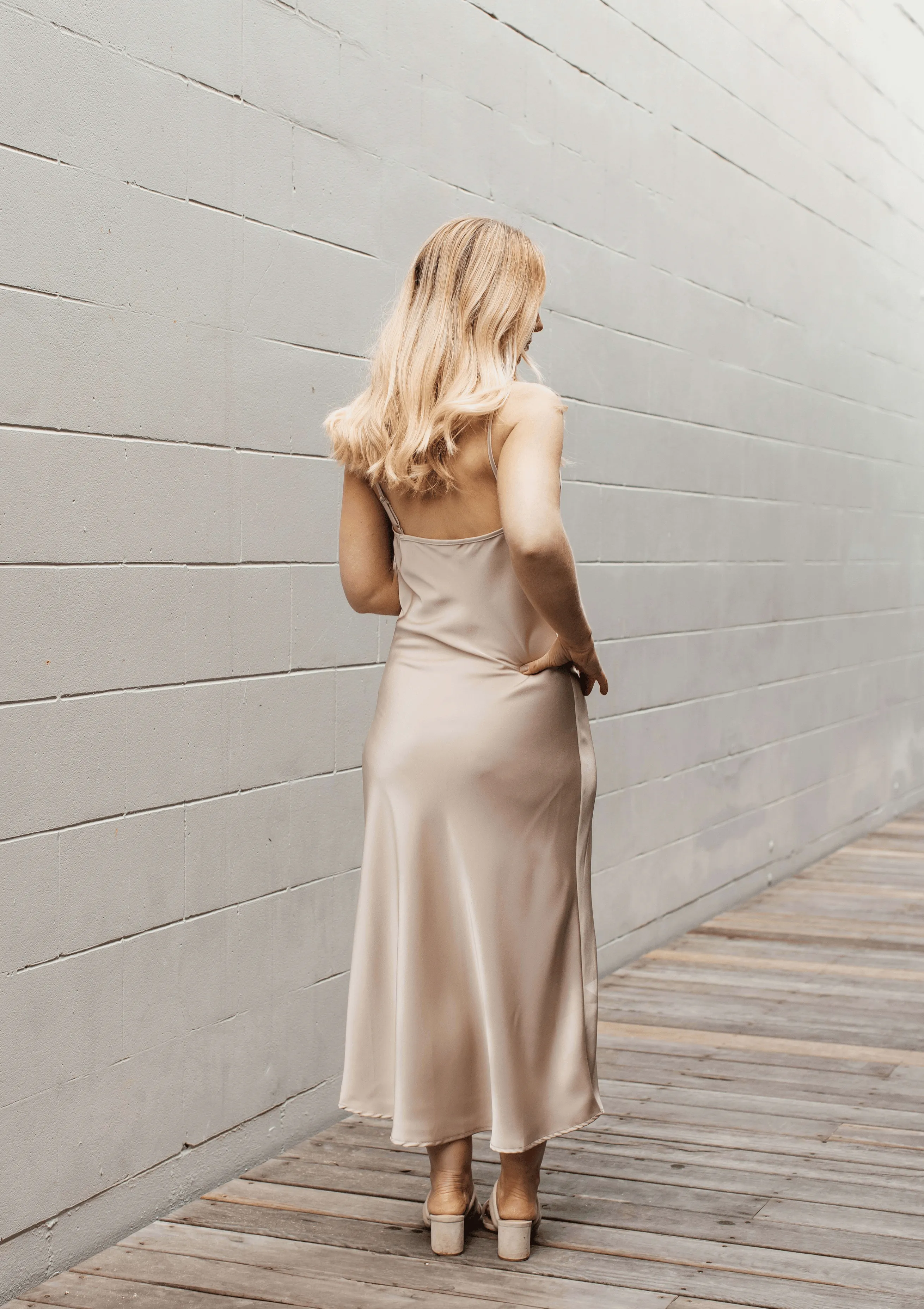 Champagne Bridesmaid Dress- Cowl Neck