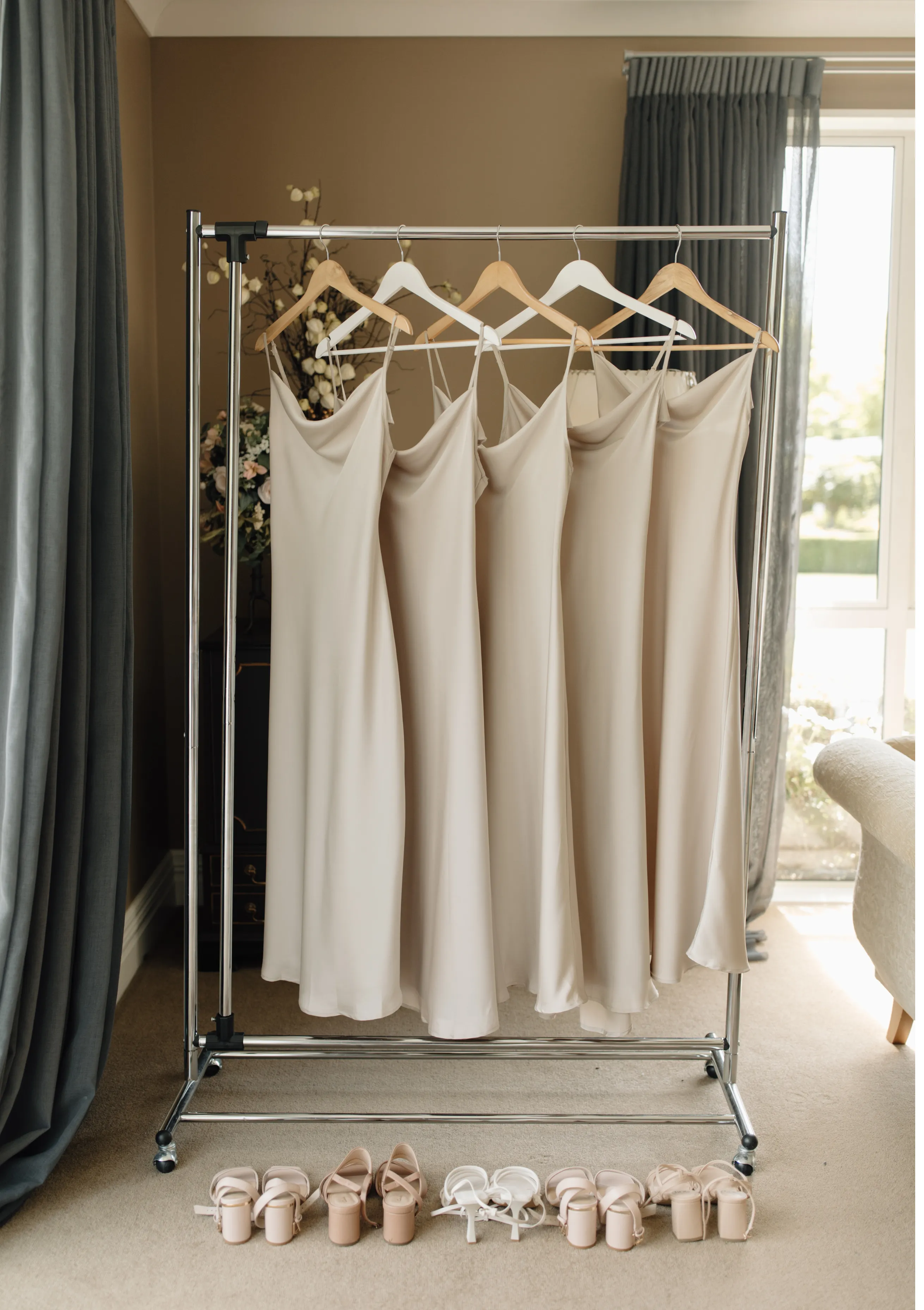 Champagne Bridesmaid Dress- Cowl Neck