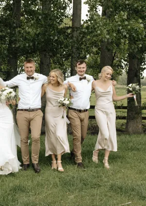 Champagne Bridesmaid Dress- Cowl Neck