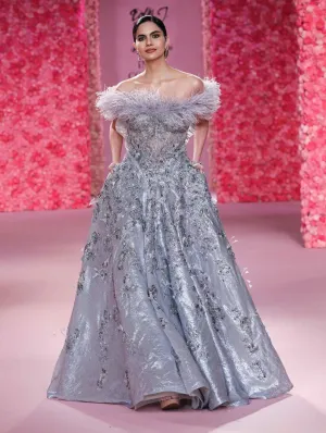 Charlene ice blue tissue gown