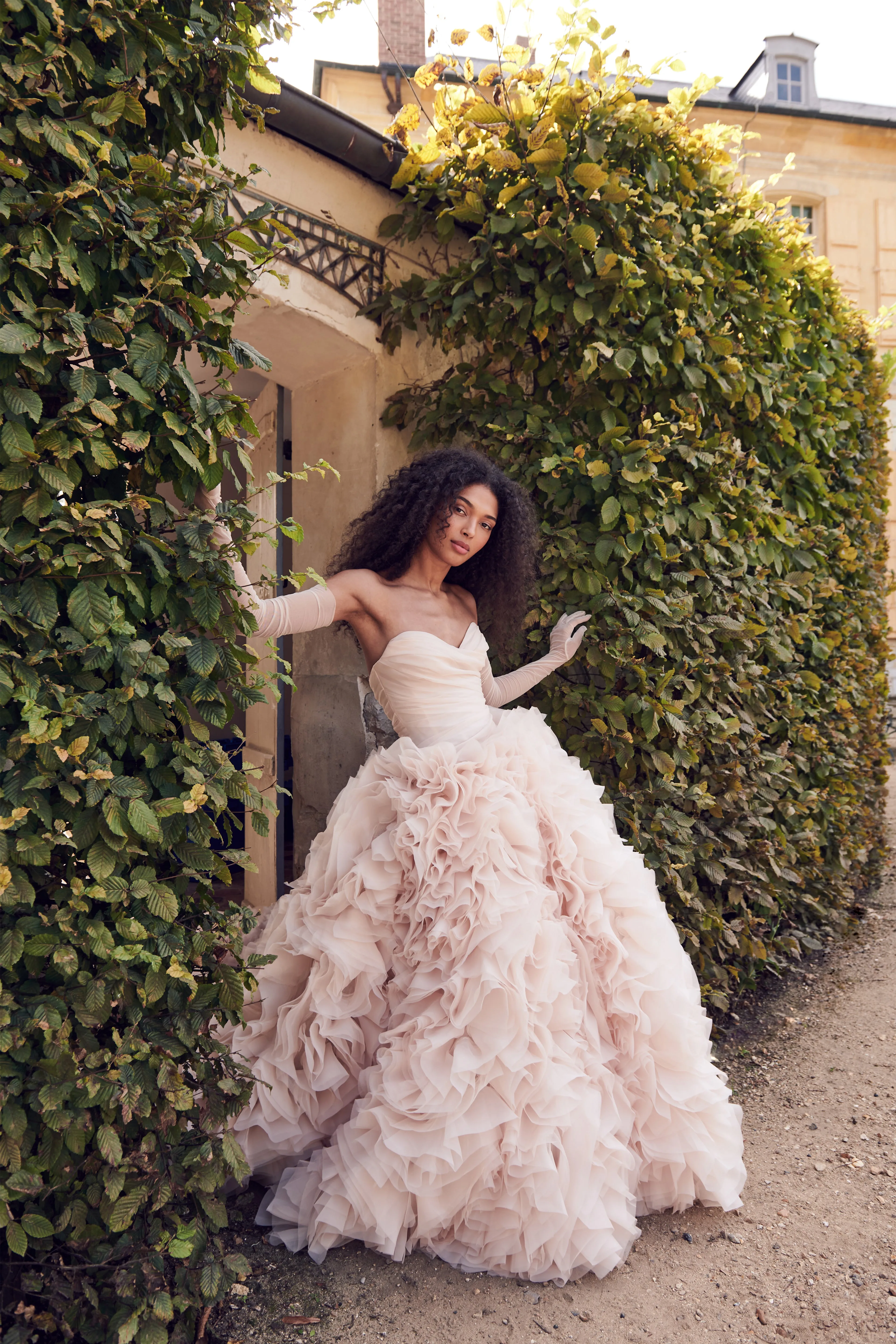 Charming Blush Tulle Gloves