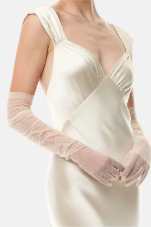 Charming Blush Tulle Gloves