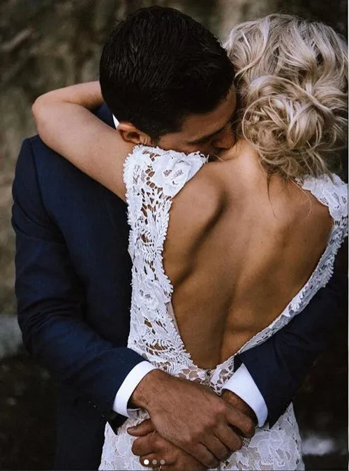 Charming Mermaid Lace Ivory Cap Sleeves Wedding Dresses, Bridal Dresses,MW481