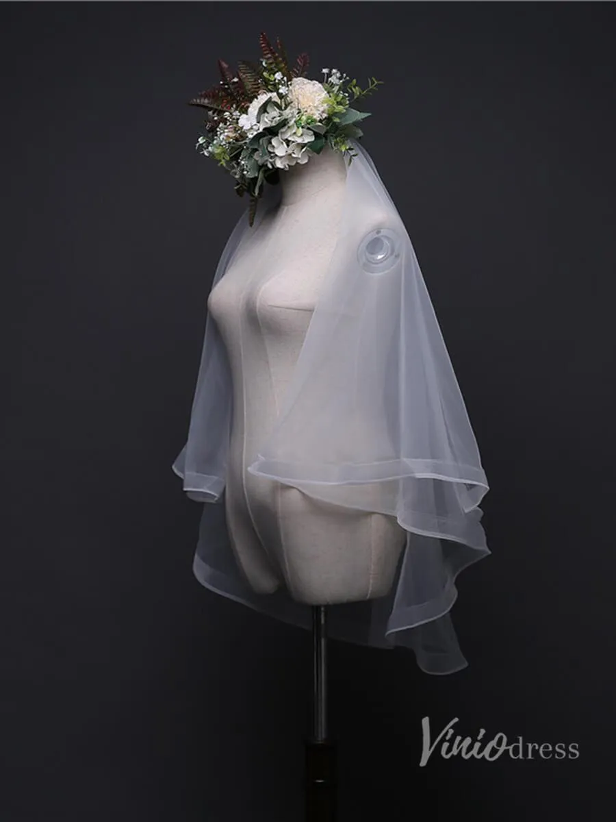 Cheap 2 Tier Short Blusher Veil Viniodress TS17133