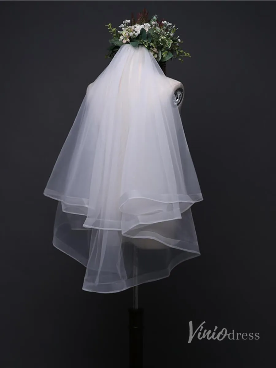 Cheap 2 Tier Short Blusher Veil Viniodress TS17133