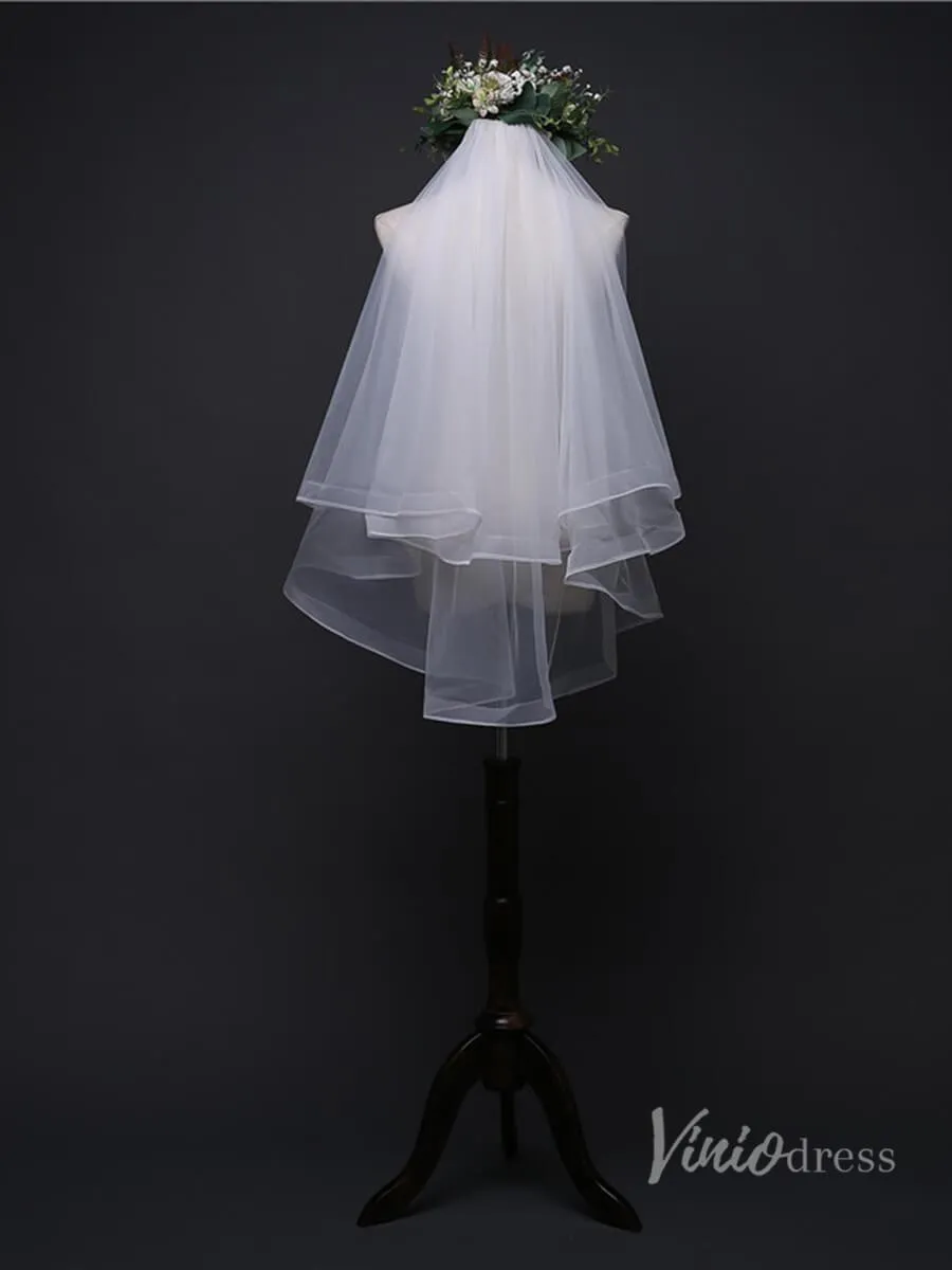 Cheap 2 Tier Short Blusher Veil Viniodress TS17133