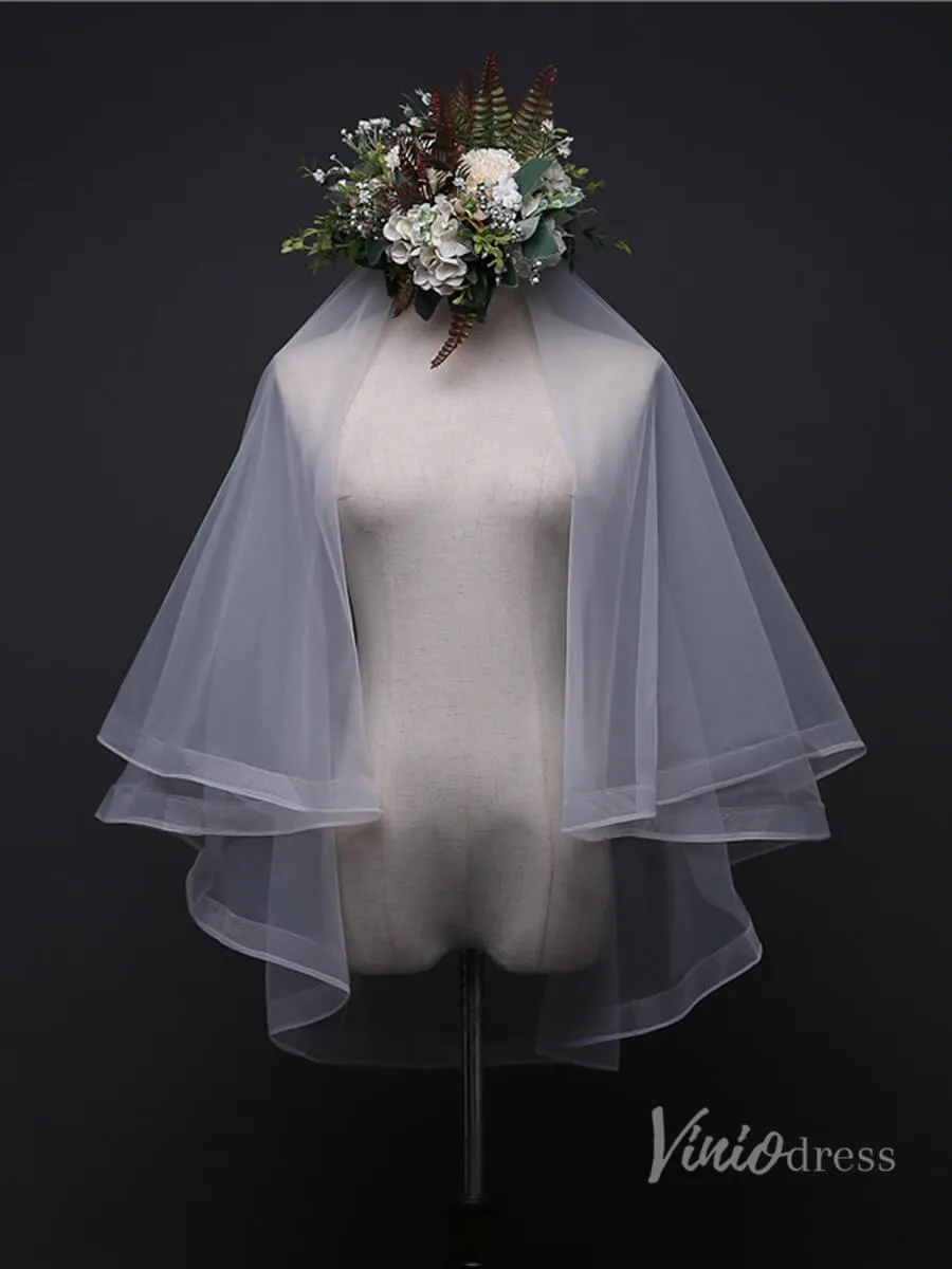 Cheap 2 Tier Short Blusher Veil Viniodress TS17133
