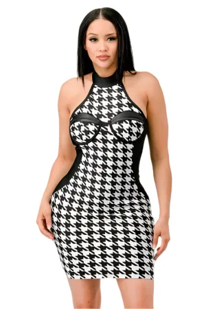 Checkmate-  Black and White Bandage Dress