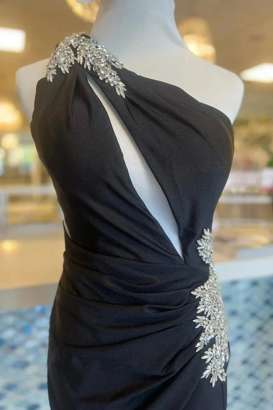 Chrissee |Sheath One Shoulder Pleated Satin Homecoming Dress