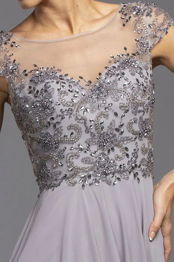 CLEARANCE - Aspeed USA M2100 Illusion Bodice Beaded A-line Dress (Size L)