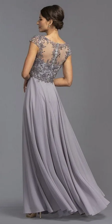 CLEARANCE - Aspeed USA M2100 Illusion Bodice Beaded A-line Dress (Size L)