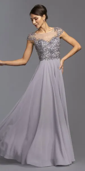 CLEARANCE - Aspeed USA M2100 Illusion Bodice Beaded A-line Dress (Size L)