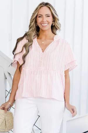Coastal Love Top, Pink Stripe