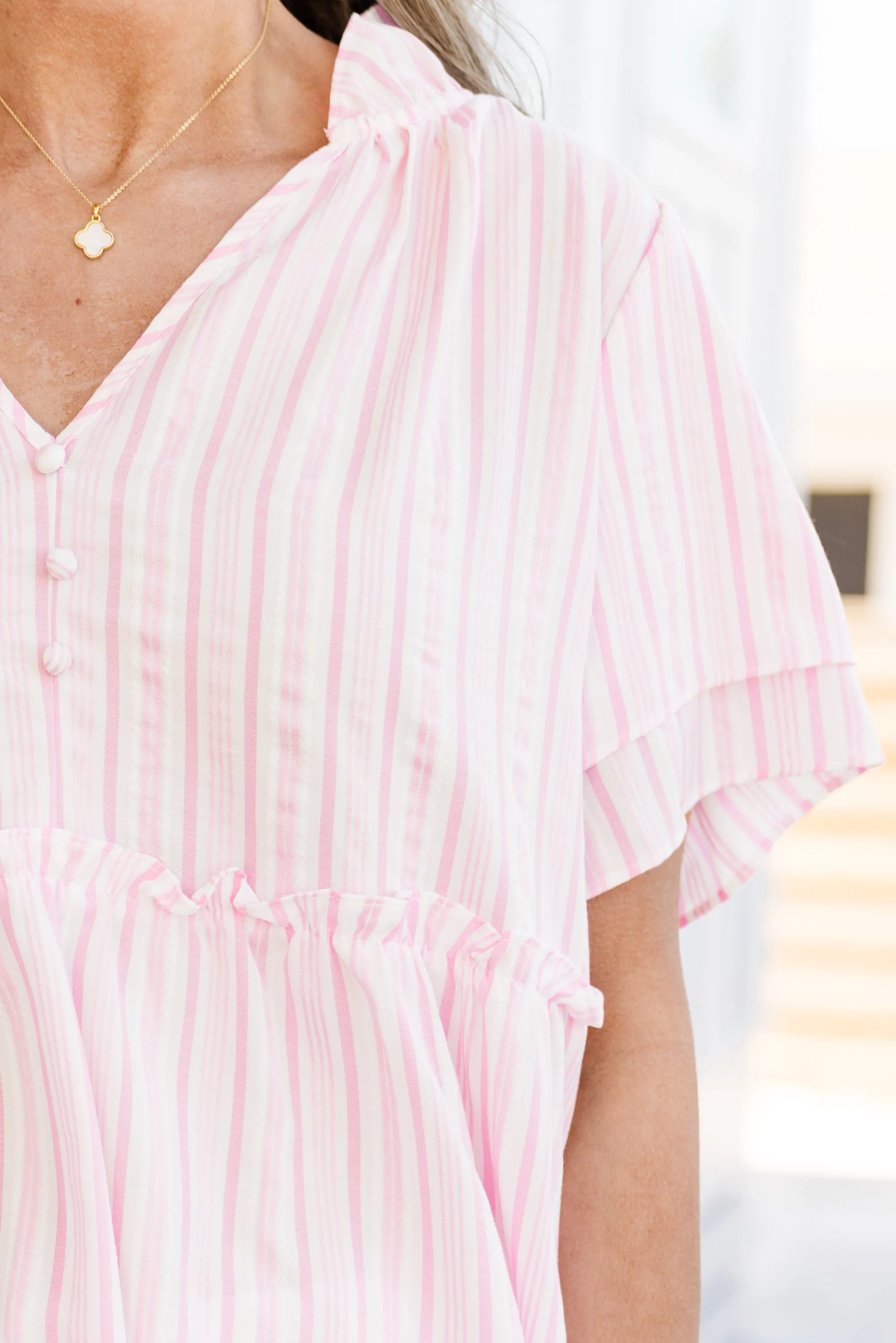 Coastal Love Top, Pink Stripe