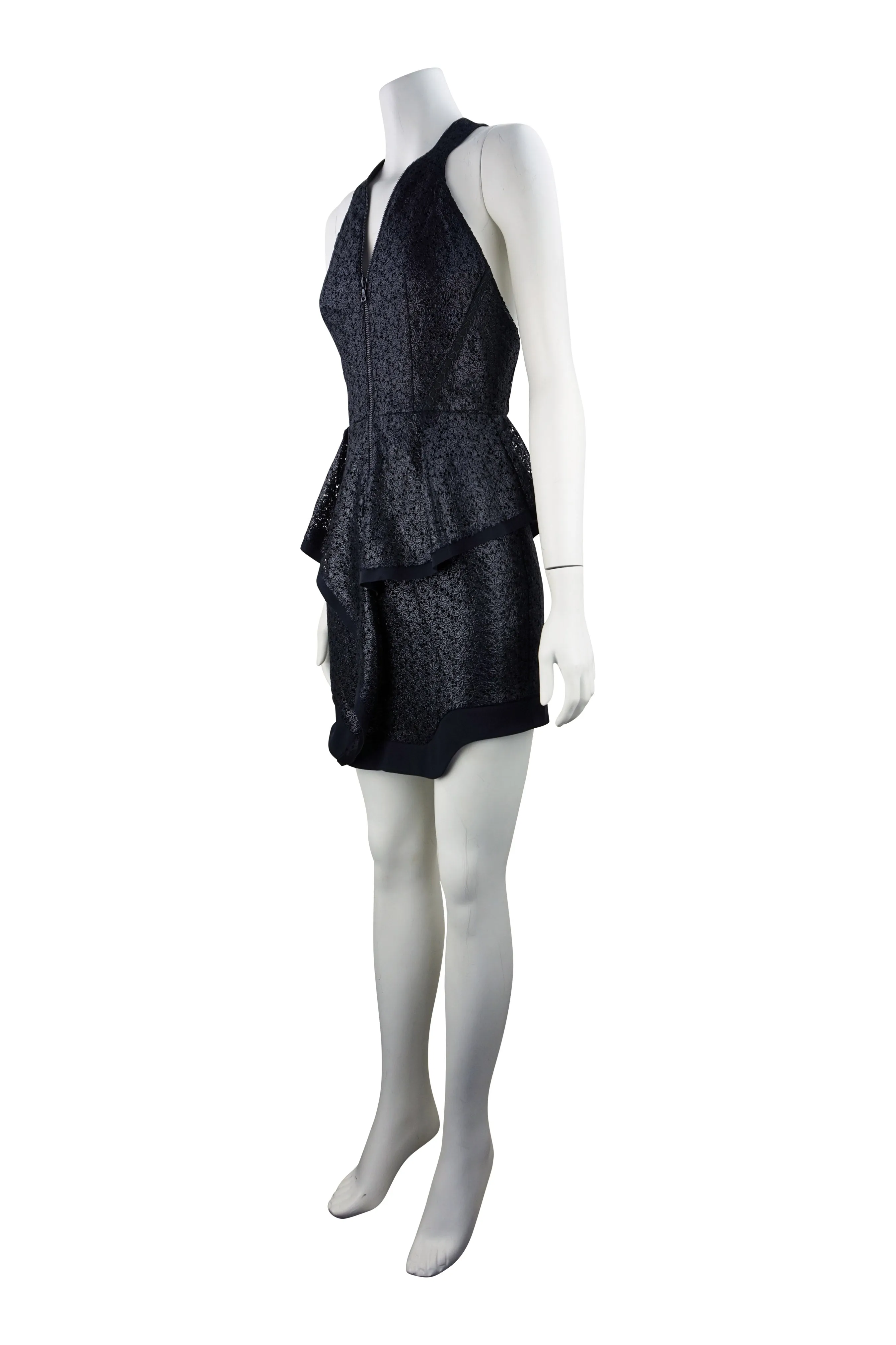 Coated lace peplum dress