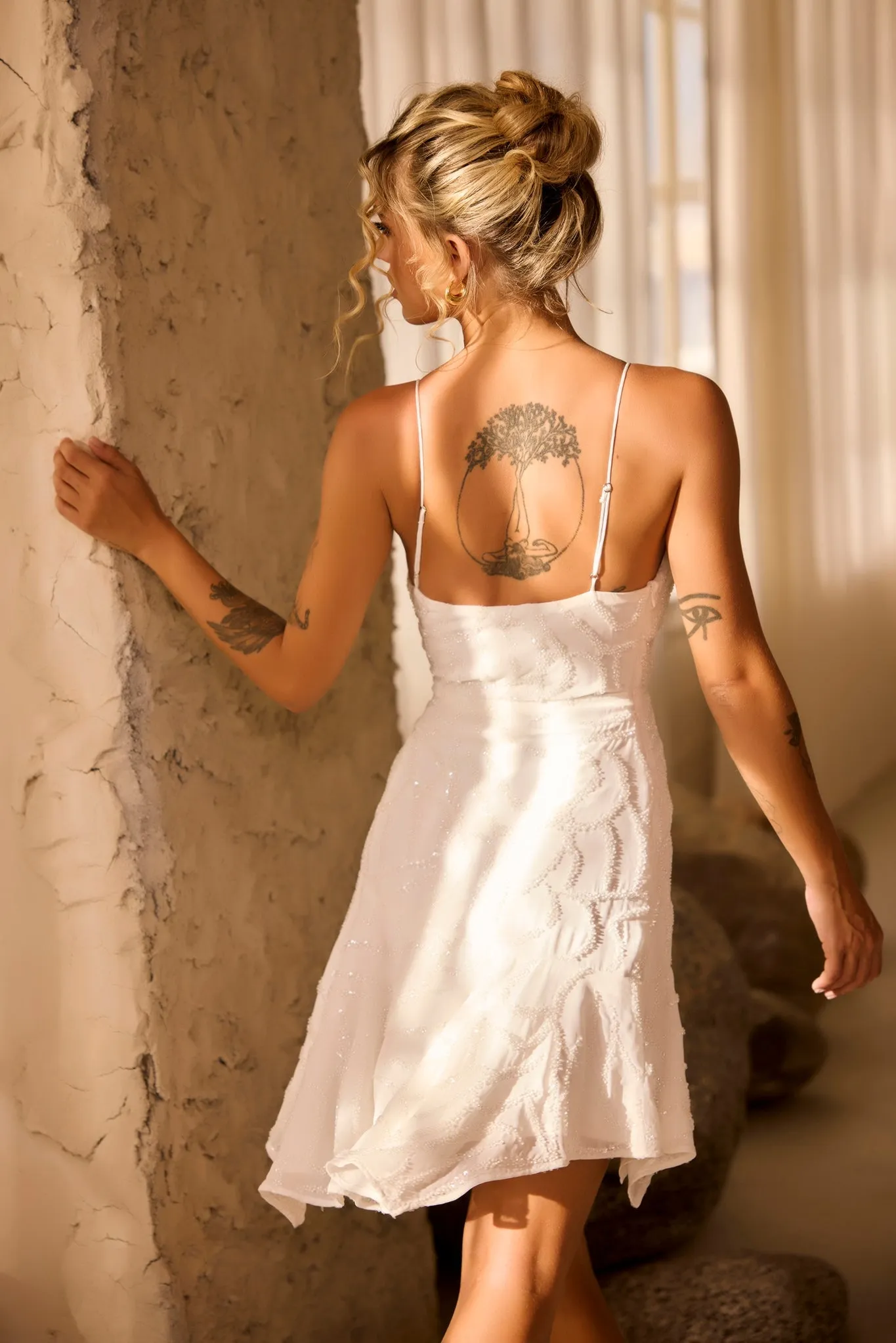 Coconico Beaded Mini Dress - White