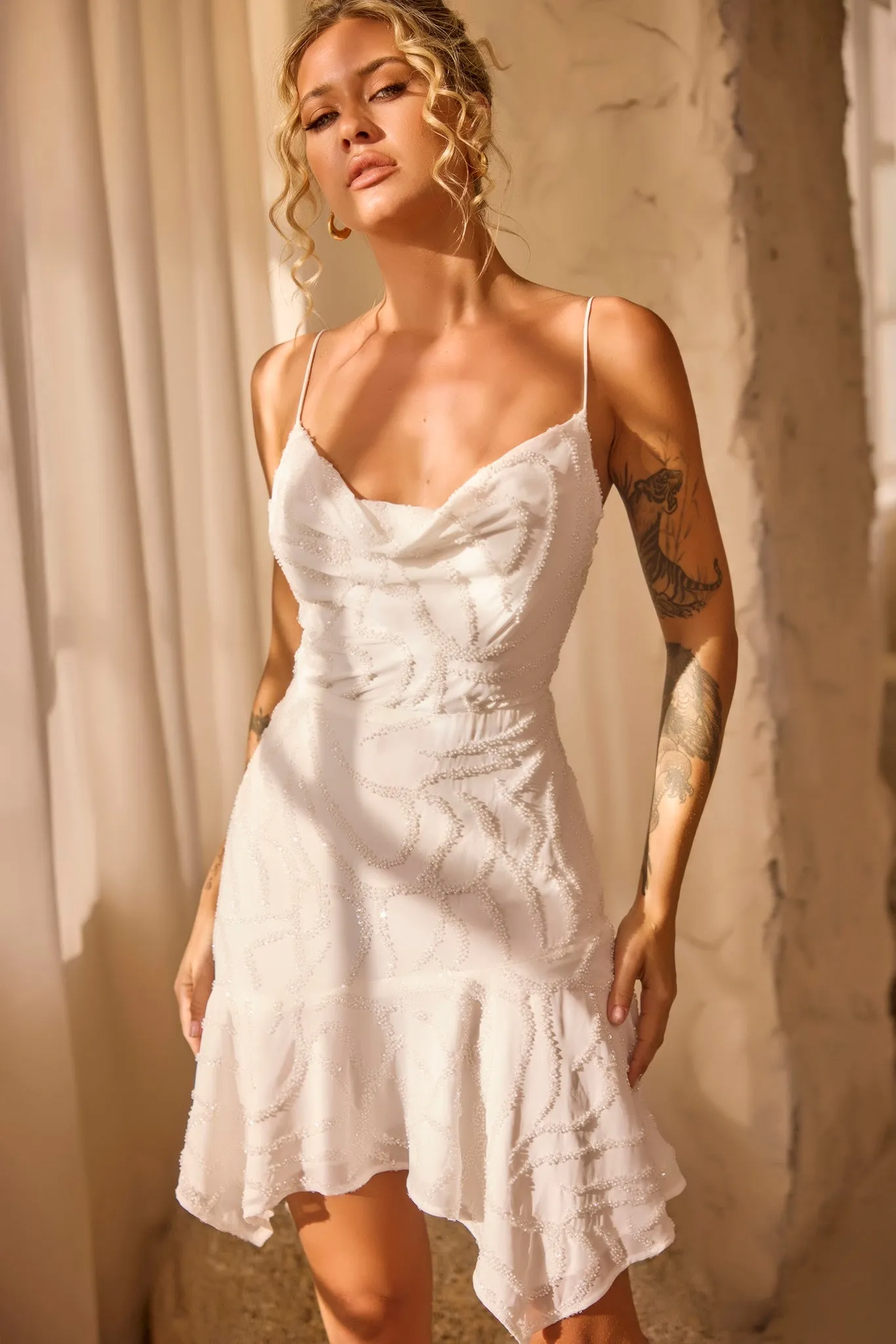 Coconico Beaded Mini Dress - White