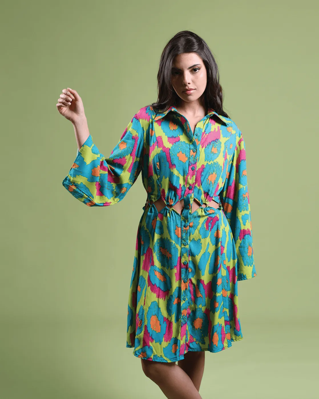 Color Wheel Triangle Cut-Out Dress