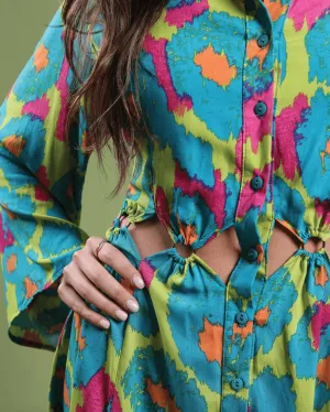 Color Wheel Triangle Cut-Out Dress
