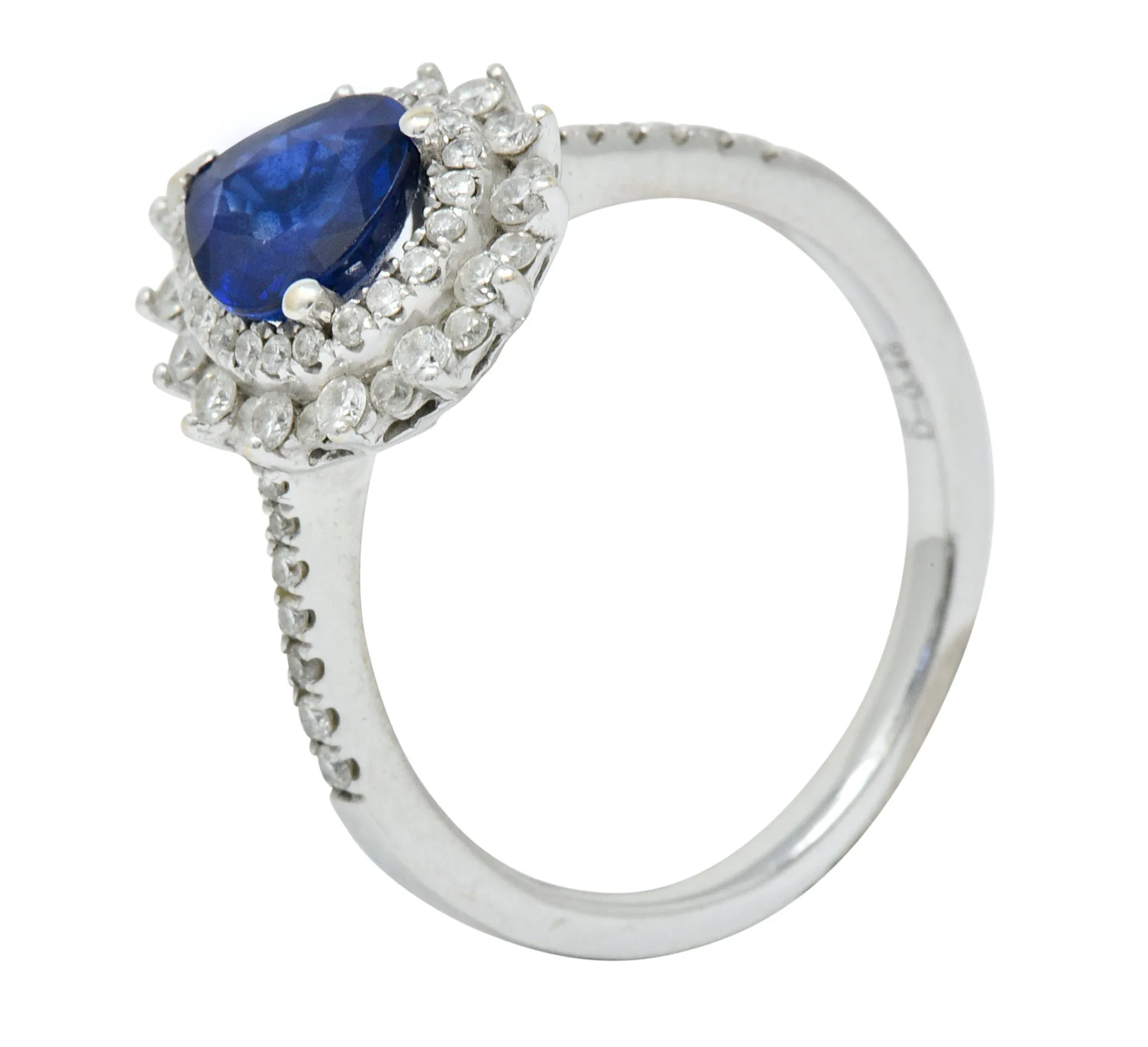 Contemporary 1.66 CTW Sapphire Diamond 18 Karat White Gold Cluster Ring