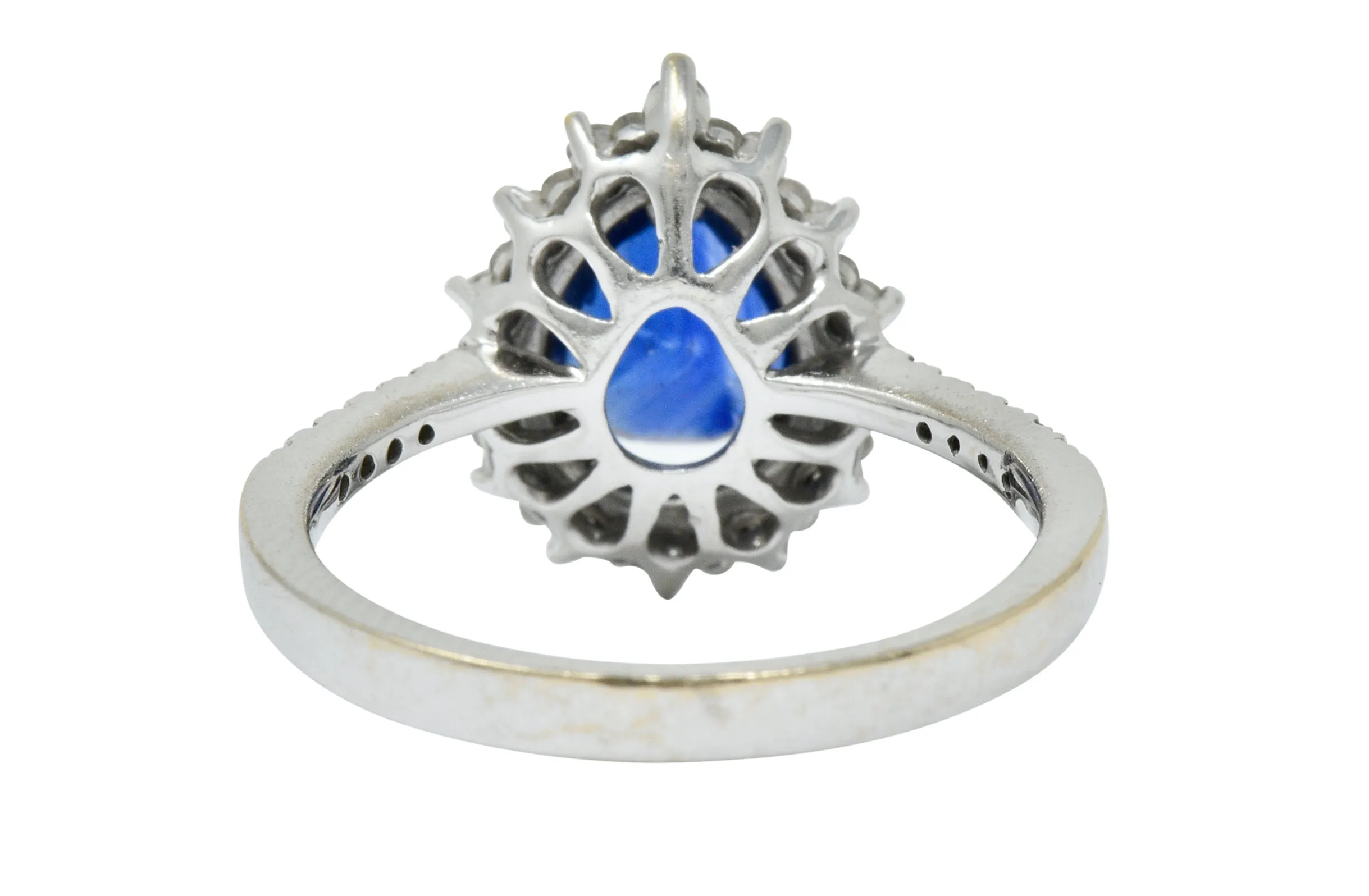 Contemporary 1.66 CTW Sapphire Diamond 18 Karat White Gold Cluster Ring