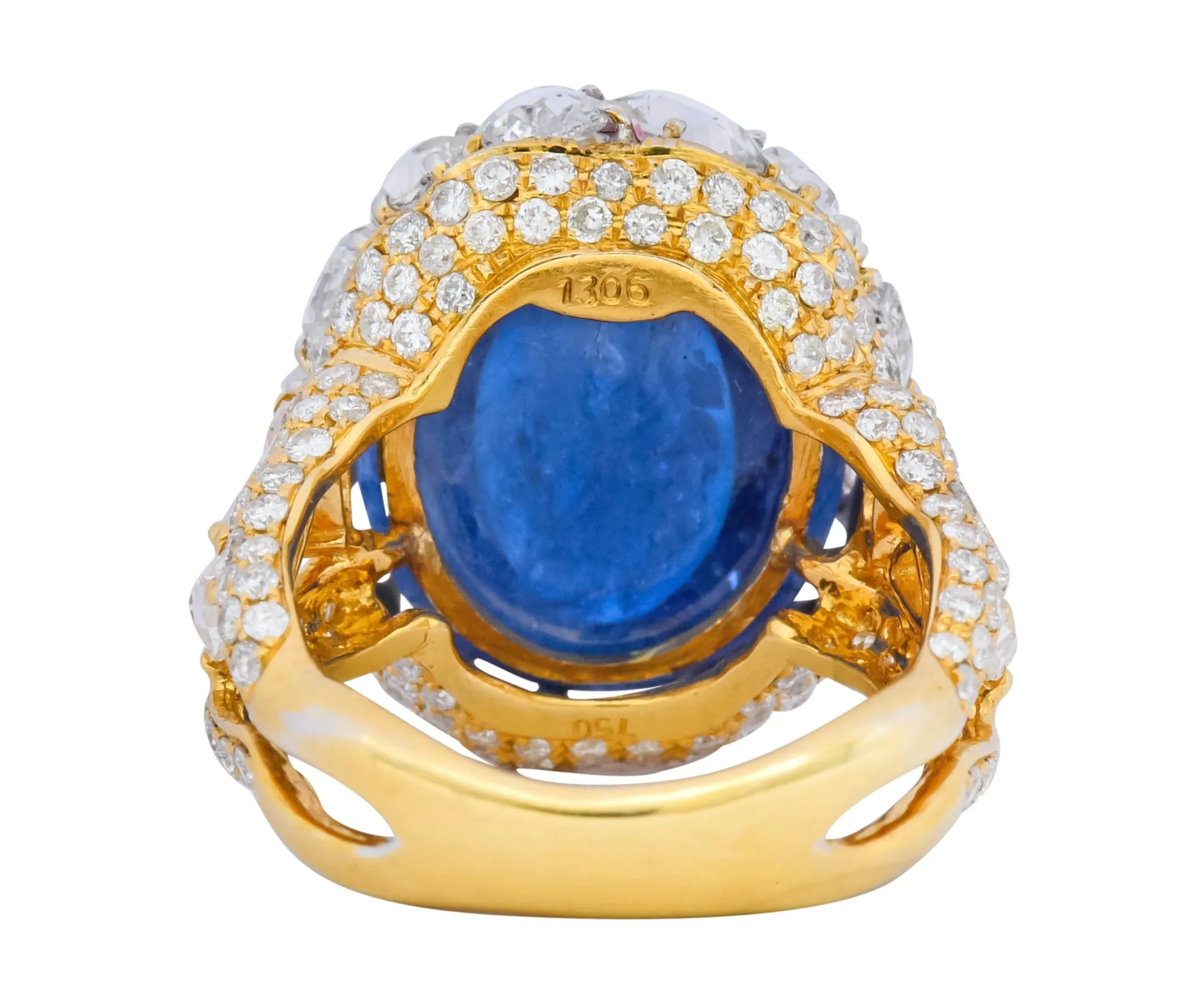 Contemporary 17.00 CTW Sapphire Diamond 18 Karat Gold Cluster Cocktail Ring