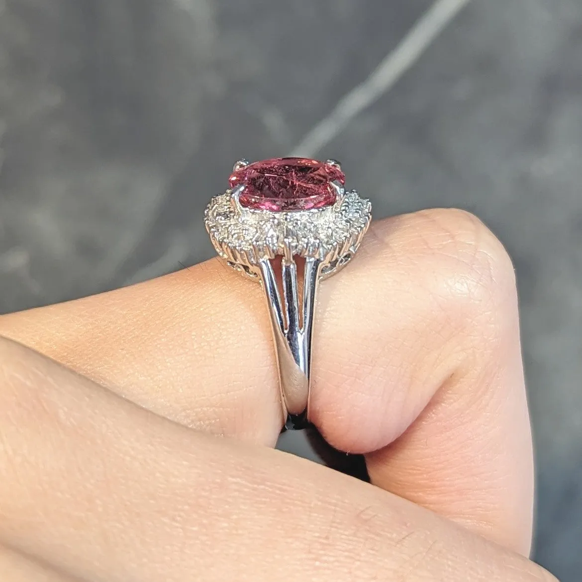 Contemporary 2.85 CTW Spinel Diamond Platinum Ballerina Halo Ring