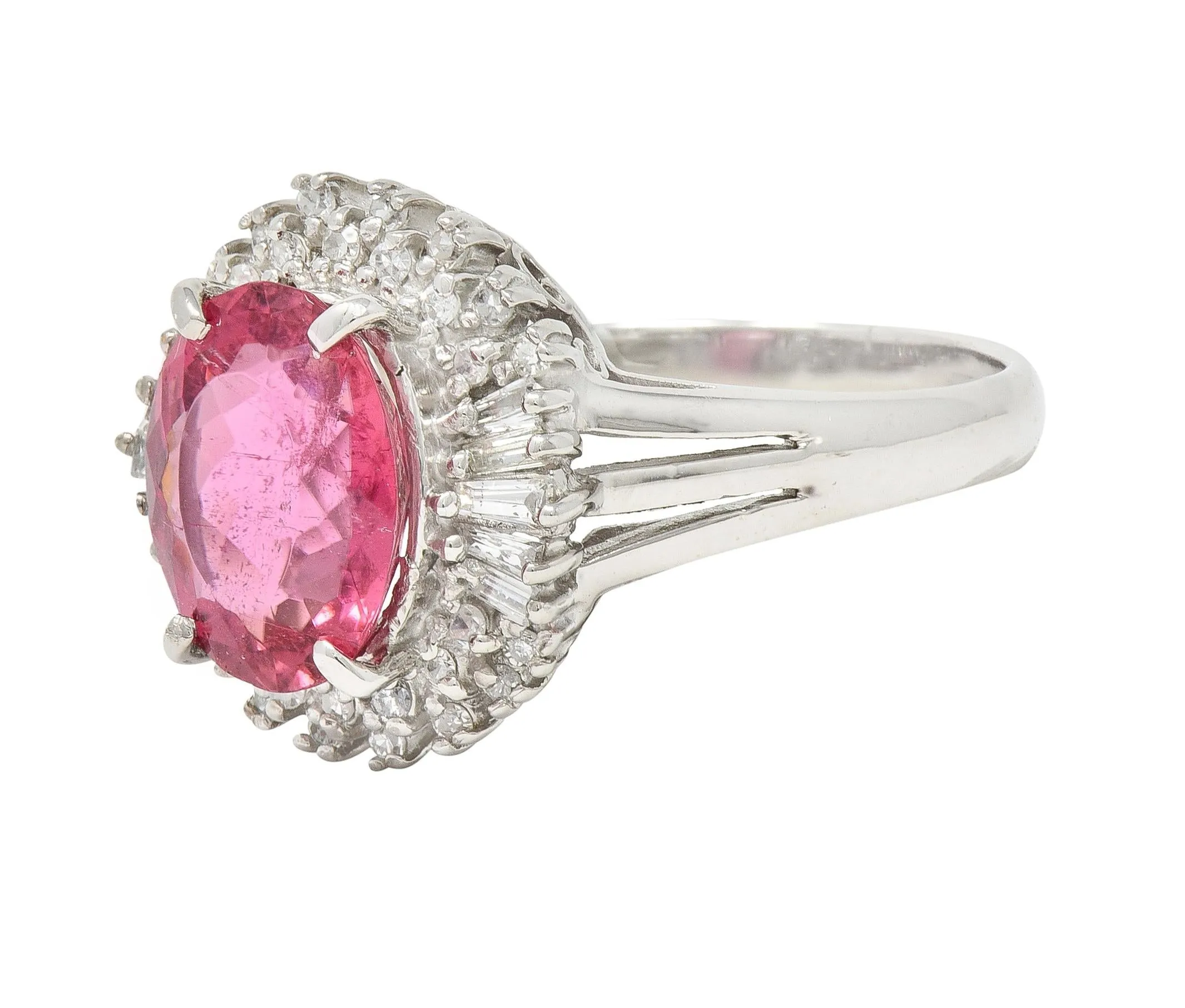 Contemporary 2.85 CTW Spinel Diamond Platinum Ballerina Halo Ring