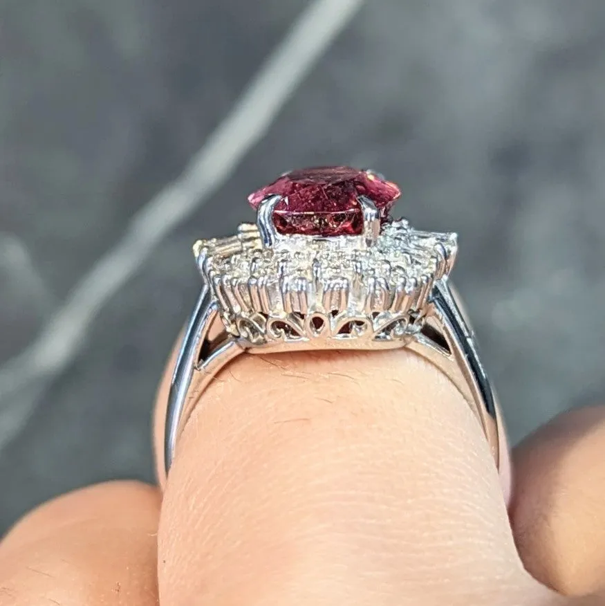 Contemporary 2.85 CTW Spinel Diamond Platinum Ballerina Halo Ring