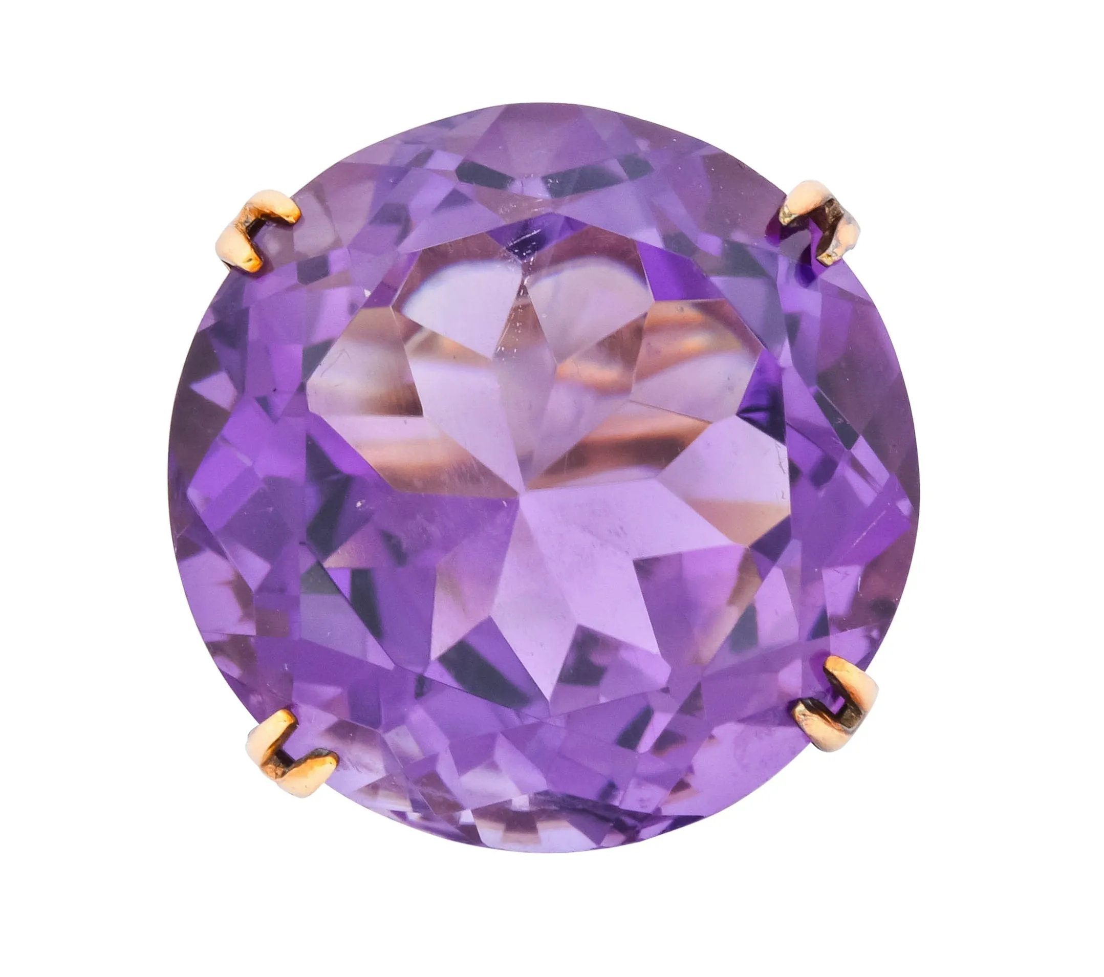 Contemporary 40.82 CTW Amethyst 14 Karat Gold Cocktail Ring
