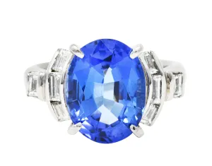 Contemporary 5.89 CTW Tanzanite Diamond Platinum Gemstone Ring