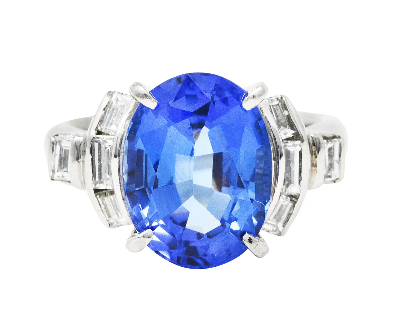Contemporary 5.89 CTW Tanzanite Diamond Platinum Gemstone Ring