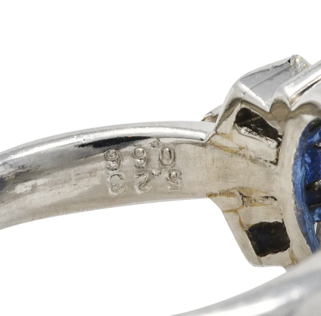 Contemporary 5.89 CTW Tanzanite Diamond Platinum Gemstone Ring