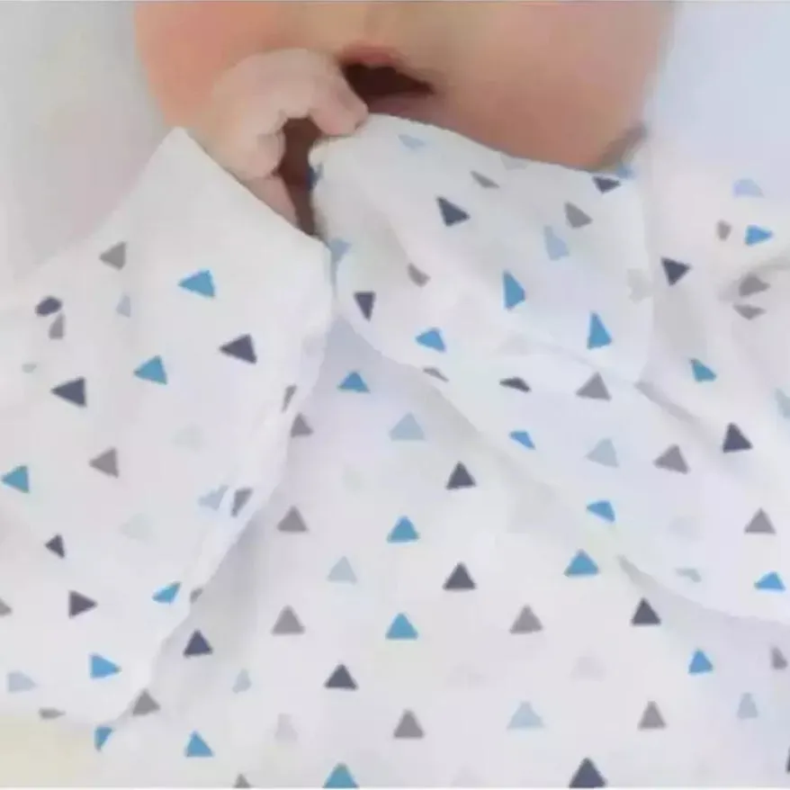 Cotton Sleep Gown - Blue Tiny Triangles