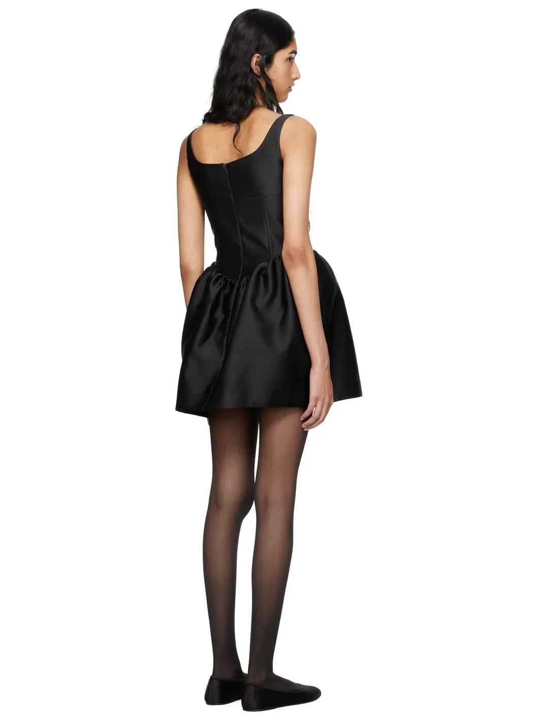 crystal-embellished square-neck mini dress in black