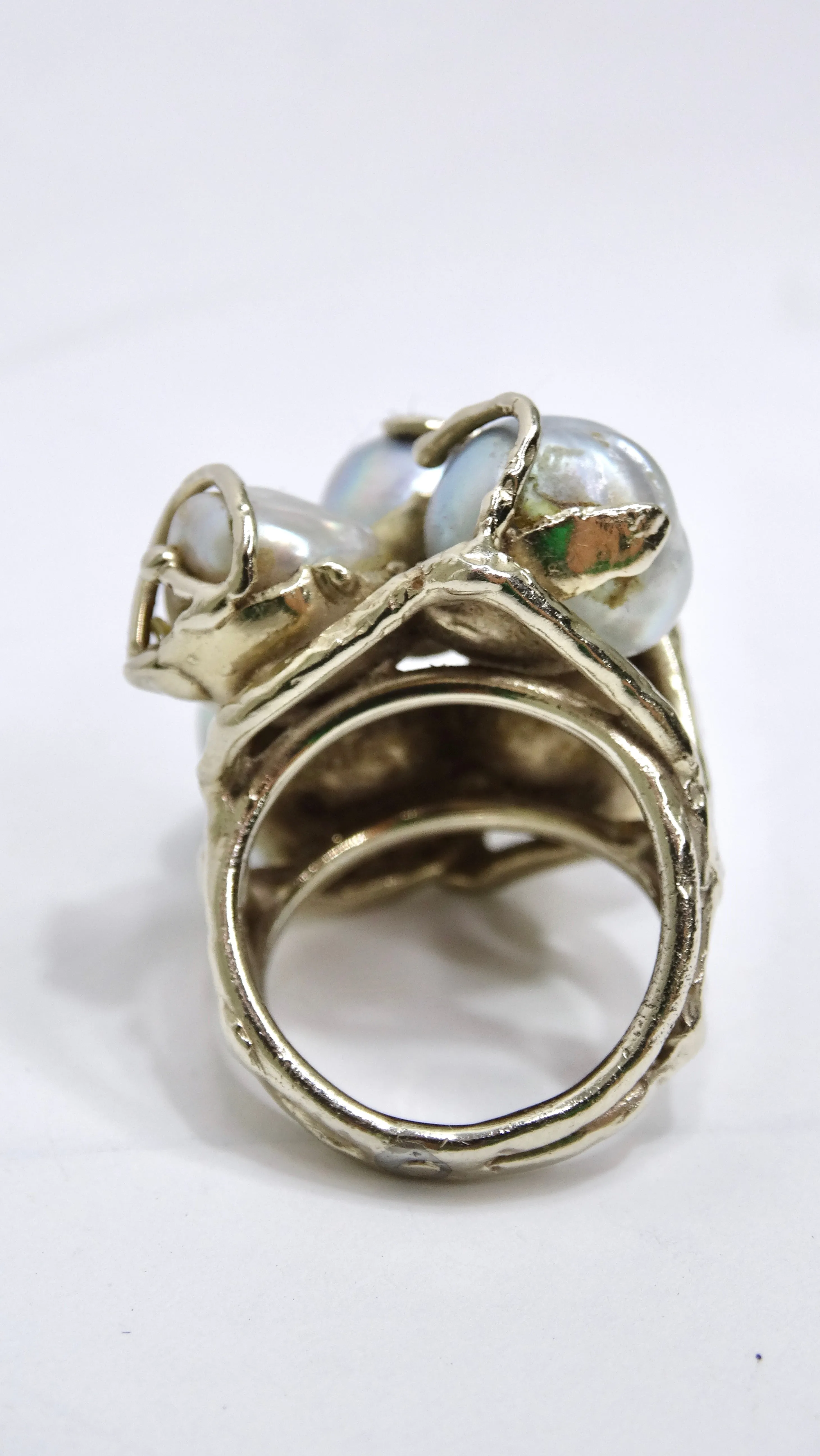 Cultured Pearl 14k White Gold 1970's Ring